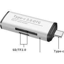 Ally ADS-103 USB Type-C SD/TF Hafıza Kart Okuyucu - Gümüş