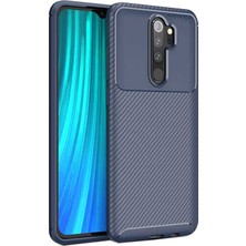 Case 4U Xiaomi Redmi Note 8 Pro Kılıf Rugged Armor Karbon Desenli Lüx Negro Silikon Arka Kapak Lacivert