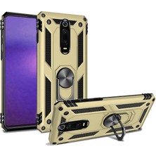 Case 4U Xiaomi Mi 9T Kılıf Çift Katmanlı Yüzüklü Manyetik Vega Kapak Altın