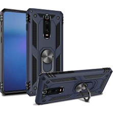 Case 4U Xiaomi Mi 9T Cam Çift Katmanlı Yüzüklü Manyetik Vega Kapak Lacivert