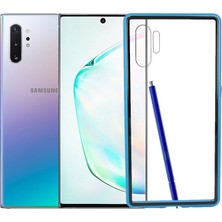 Case 4U Samsung Galaxy Note 10 Plus Kılıf 360 Tam Koruma Arkası Cam Şeffaf Mıknatıslı Devrim Mavi