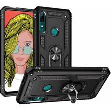 Case 4U Honor 9X - Huawei Y9 Prime 2019 Kılıf Çift Katmanlı Yüzüklü Manyetik Vega Kapak Siyah