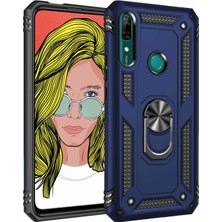 Case 4U Honor 9X - Huawei Y9 Prime 2019 Kılıf Çift Katmanlı Yüzüklü Manyetik Vega Kapak Lacivert