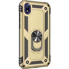 Case 4U Huawei Y5 2019 Kılıf Çift Katmanlı Yüzüklü Manyetik Vega Kapak Altın