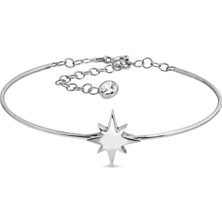 Argentum Concept Kuzey Yıldızı Motifli Gümüş Bilekten Geçmeli Kelepçe