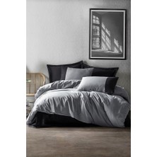 Cotton Box Plain Ranforce Çift Kişilik Nevresim Takimi Gri Siyah