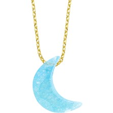 Altın Sepeti Altın Aqua Buzlu Taşlı Hilal Kolye As1519Kl