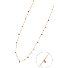 Argentum Concept Zirkon Taşlı Gümüş Toplu Uzun Kolye