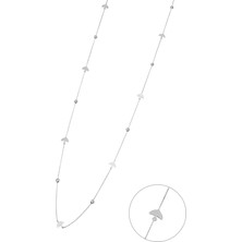Argentum Concept Zirkon Taşlı Gümüş Uzun Kırlangıç Kolye