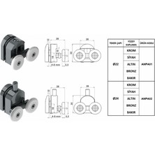 Anpa Duşakabin Yarı Metal Rulmanı Tekeri Makarası Takımı