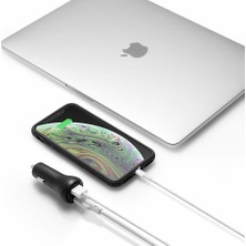 Spigen 45W USB-C 2 Port Araç içi Hızlı Şarj Aleti Güç Adaptörü  iPhone & Android & iPad Type-C PD 3.0 27W + QC 3.0 18W - 000CP25597