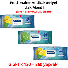 Freshmaker Antibakteriyel Islak Havlu Mendil 3 Paket 360 Yaprak