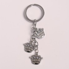 new life promosyon nl Taşlı Kraliyet Tacı Tasarımlı Çelik Anahtarlık