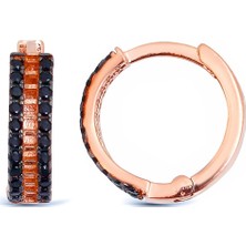 Argentum Concept K050901 Siyah Taşlı Gümüş Halka Küpe