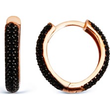 Argentum Concept K051301 Siyah Taşlı Gümüş Halka Küpe