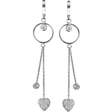 Argentum Concept K058801 Kalp Motifli Gümüş Sallantılı Küpe
