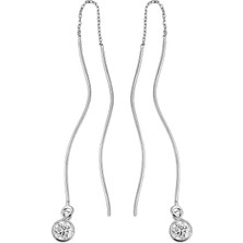 Argentum Concept Zirkon Taşlı Zincirli Gümüş Tasarım Küpe