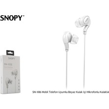 Snopy SN-X06 Telefon Uyumlu Beyaz Kulak İçi Mikrofonlu Kulaklık