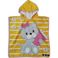 Yorka Design Şirin Kedi Desenli Çocuk Bornoz Panço & Çocuk Plaj Panço & Çocuk Plaj Havlu