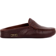 Sail Laker's Kahverengi Deri Kadın Ev Terliği