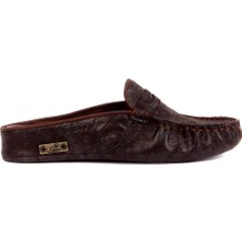 Sail Laker's Kahverengi Deri Kadın Ev Terliği