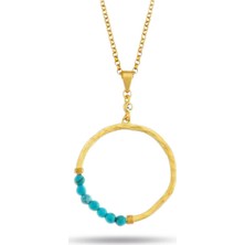 Lilarote Firuze Taşlı Halka Altın Kolye