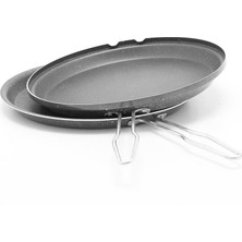 Şahane Çift Taraflı 32 cm Balık Menemen Krep Tavası Gri