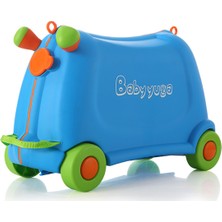 Baby Yuga Çekçekli Tekerlekli Çocuk Valizi (Mavi)