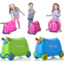 Baby Yuga Çekçekli Tekerlekli Çocuk Valizi (Mavi)