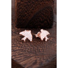 Sümer Telkari Martı Rose Gümüş Küpe 2366