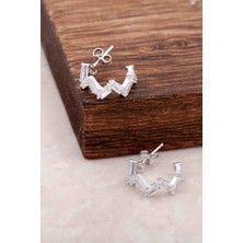 Sümer Telkari Baget Taşlı Tasarım Gümüş Halka Küpe 4084