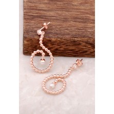 Sümer Telkari Rose Gümüş İnci Taşlı Tasarım Küpe 4176