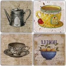 Oscar Stone Doğaltaş Bardak Altlığı 4'lü 10 x 10 cm