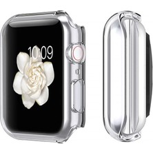 Microcase Apple Watch Uyumlu Seri 5 44 mm Önü Kapalı Tasarım Silikon Kılıf - Şeffaf