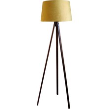 Lambada Beta Serisi Masif 3 Ayaklı Tripod Lambader Hardal- Koyu Ceviz