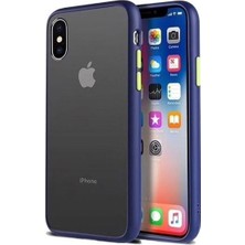 Tekno Gurup Benks Apple iPhone X Kılıf Mat Sert Korumalı Tank Silikon Kılıf - Mavi + Cam Ekran Koruyucu