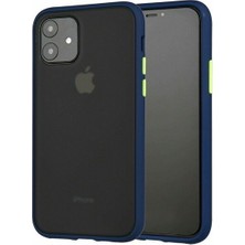 Tekno Gurup Benks Apple iPhone 11 Kılıf Mat Sert Korumalı Tank Silikon Kılıf - Mavi + Cam Ekran Koruyucu