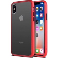 Tekno Gurup Benks Apple iPhone XS Max Kılıf Mat Sert Korumalı Tank Silikon Kılıf - Kırmızı + Tam Kaplayan 5D Cam