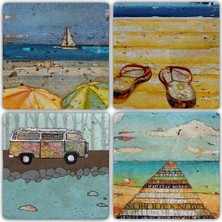 Oscar Stone Doğaltaş Bardak Altlığı  4'lü Set 10 x 10 cm