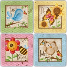 Oscar Stone Doğaltaş Bardak Altlığı  4'lü Set 10 x 10 cm