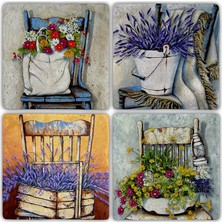 Oscar Stone Doğaltaş Bardak Altlığı  4'lü Set 10 x 10 cm