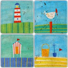 Oscar Stone Doğaltaş Bardak Altlığı  4'lü Set 10 x 10 cm