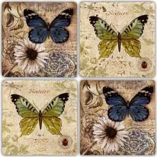Oscar Stone Doğaltaş Bardak Altlığı  4'lü Set 10 x 10 cm