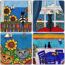 Oscar Stone Doğaltaş Bardak Altlığı  4'lü Set 10 x 10 cm