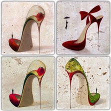 Oscar Stone Doğaltaş Bardak Altlığı  4'lü Set 10 x 10 cm