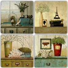 Oscar Stone Doğaltaş Bardak Altlığı  4'lü Set 10 x 10 cm