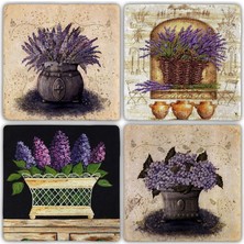 Oscar Stone Doğaltaş Bardak Altlığı  4'lü Set 10 x 10 cm