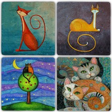 Oscar Stone Doğaltaş Bardak Altlığı  4'lü Set 10 x 10 cm