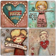 Oscar Stone Doğaltaş Bardak Altlığı  4'lü Set 10 x 10 cm