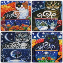 Oscar Stone Doğaltaş Bardak Altlığı  4'lü Set 10 x 10 cm
